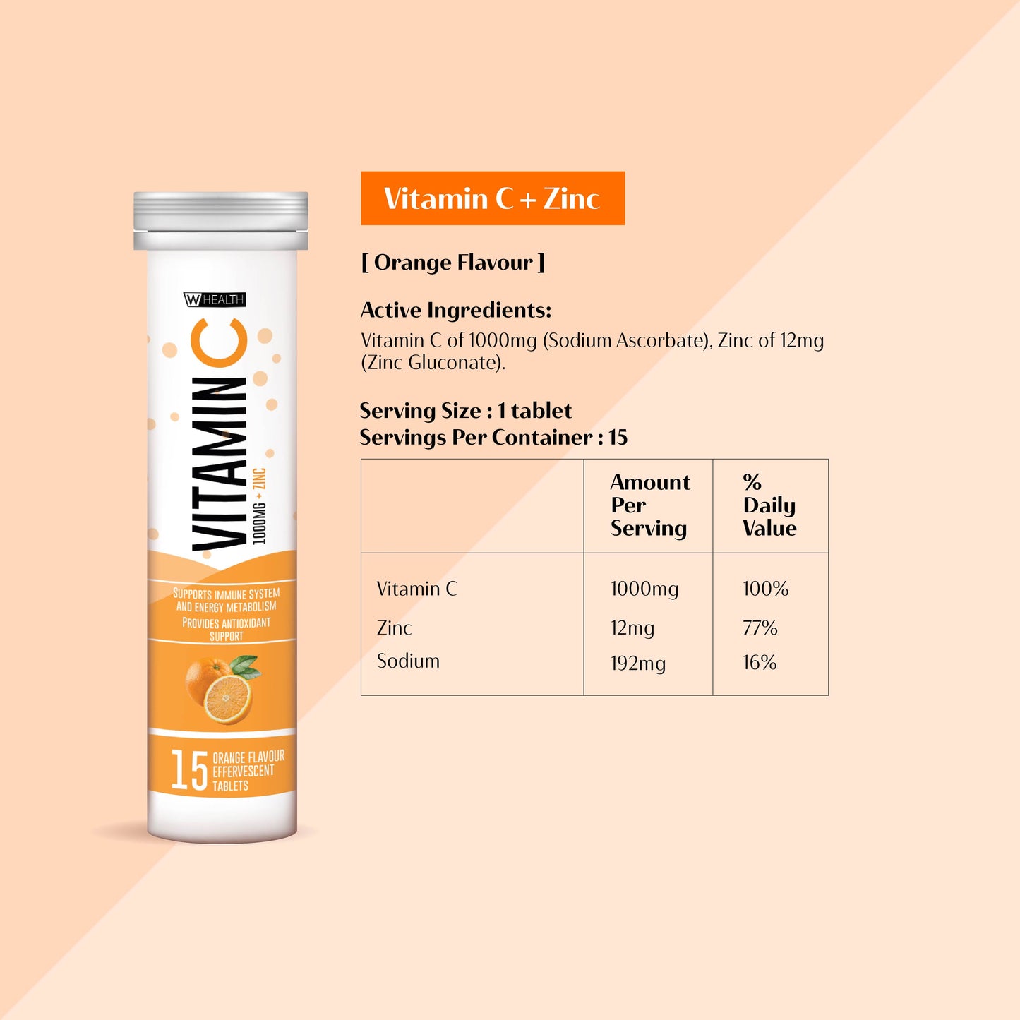 Woah Health Effervescent Vitamin C (15 Tablets)